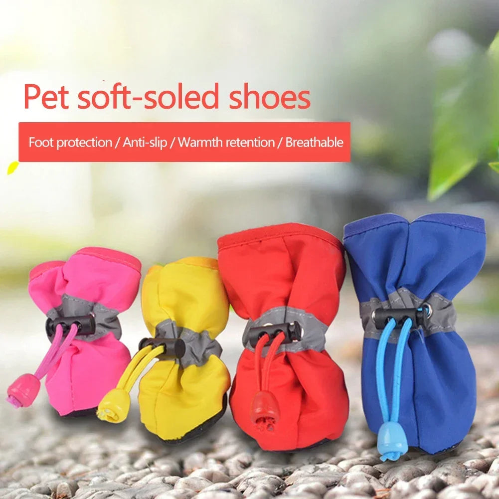4PCS Waterproof Small Dog Hiking Boots Puppy Slippers Shoes Suitable For Small Medium Dogs
