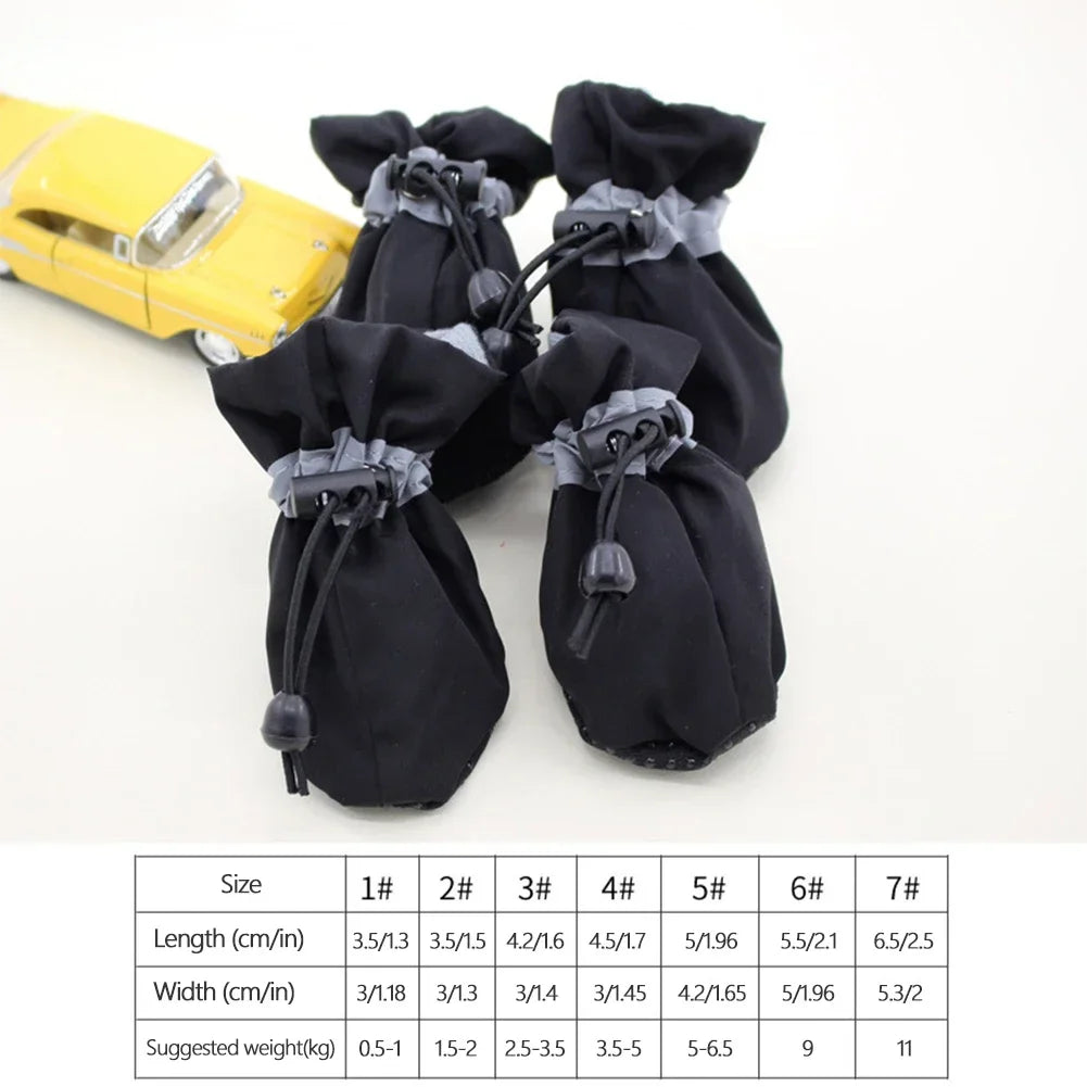4PCS Waterproof Small Dog Hiking Boots Puppy Slippers Shoes Suitable For Small Medium Dogs