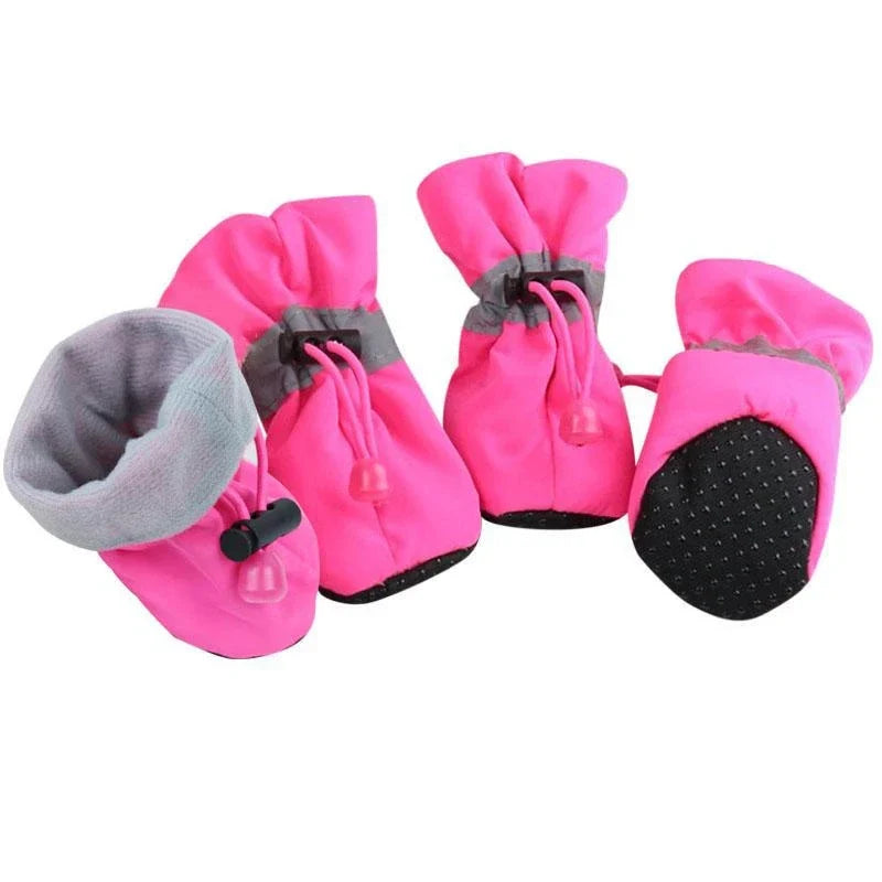 4Pcs Winter Antiskid Puppy Shoes Waterproof Pet Dog Anti-slip Rain Snow Boots Footwear for Dog Puppy Cat Chihuahua Pet Paw Care