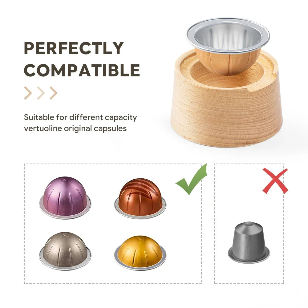 For Nespresso Vertuo Capsule  Aluminum Foil Sealing Cover Kit Coffee Accessories Wooden Reusable Capsule Filling Rack