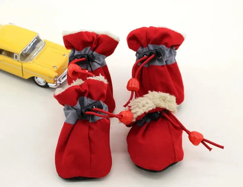 4Pcs Winter Antiskid Puppy Shoes Waterproof Pet Dog Anti-slip Rain Snow Boots Footwear for Dog Puppy Cat Chihuahua Pet Paw Care