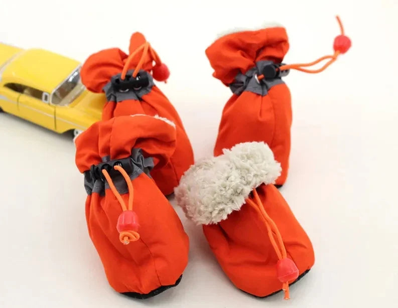 4Pcs Winter Antiskid Puppy Shoes Waterproof Pet Dog Anti-slip Rain Snow Boots Footwear for Dog Puppy Cat Chihuahua Pet Paw Care