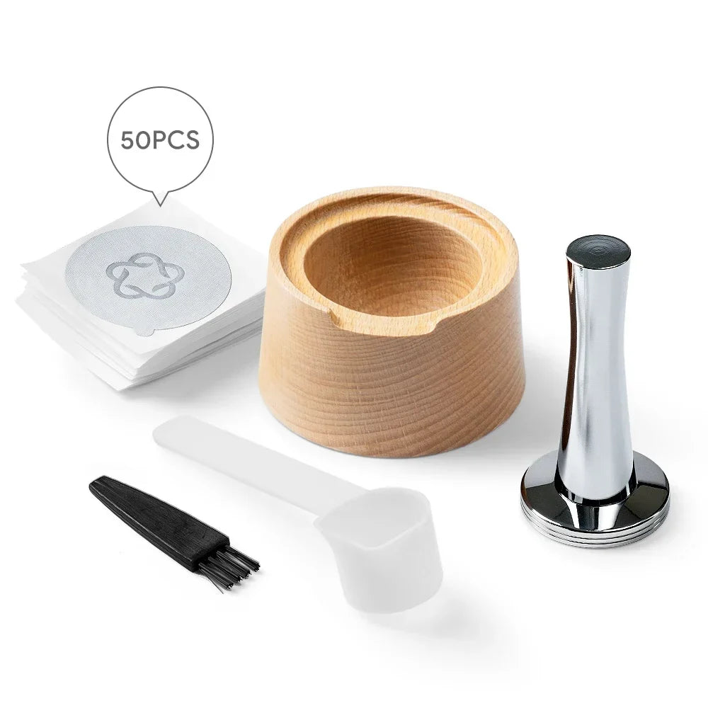 For Nespresso Vertuo Capsule  Aluminum Foil Sealing Cover Kit Coffee Accessories Wooden Reusable Capsule Filling Rack