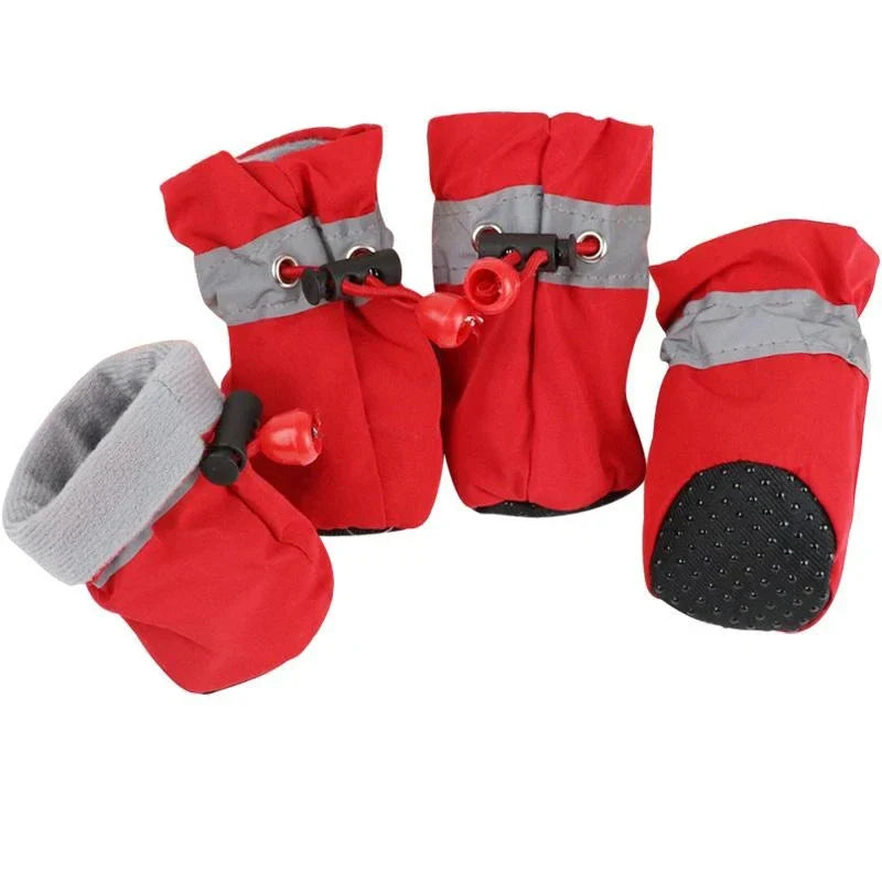 4Pcs Winter Antiskid Puppy Shoes Waterproof Pet Dog Anti-slip Rain Snow Boots Footwear for Dog Puppy Cat Chihuahua Pet Paw Care