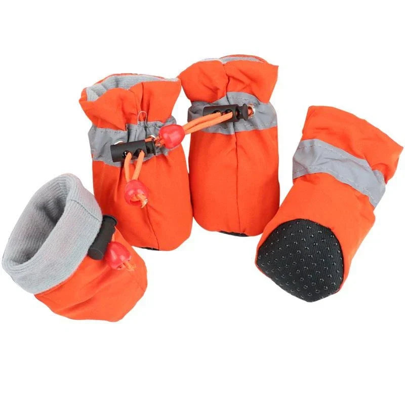 4Pcs Winter Antiskid Puppy Shoes Waterproof Pet Dog Anti-slip Rain Snow Boots Footwear for Dog Puppy Cat Chihuahua Pet Paw Care