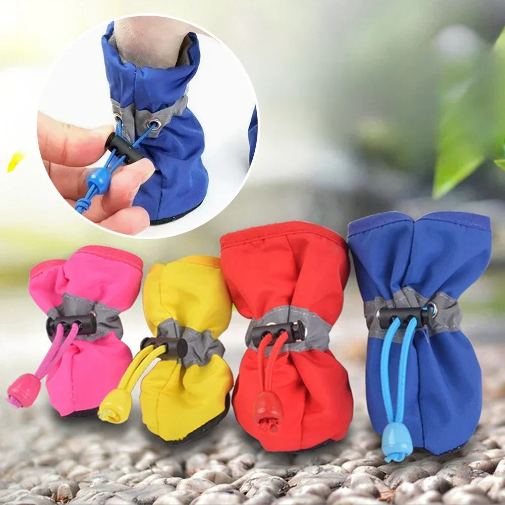 4PCS Waterproof Small Dog Hiking Boots Puppy Slippers Shoes Suitable For Small Medium Dogs